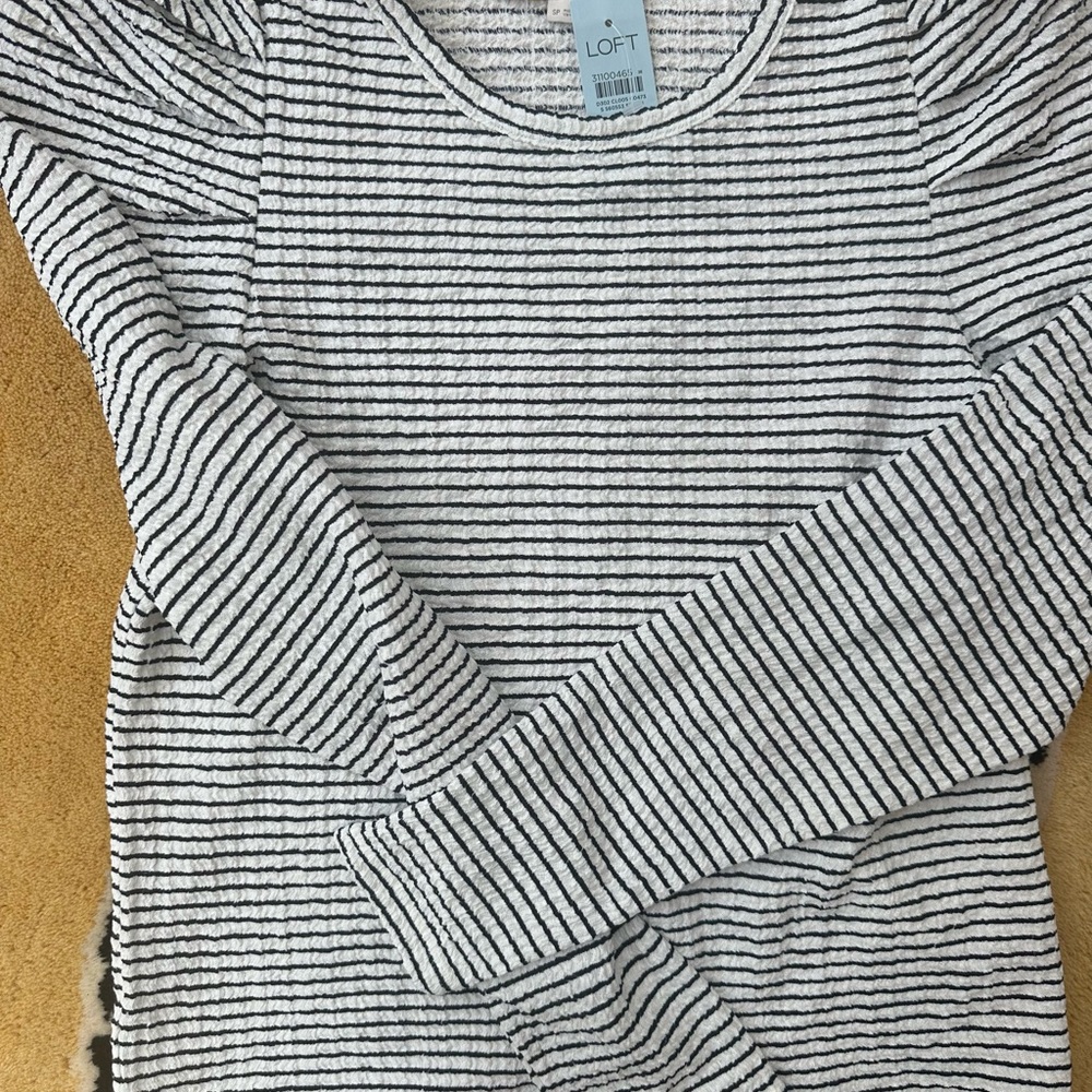 LOFT Monochrome Striped Knit Top